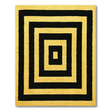 Bold Yellow Black Concentric Squares Area Rug