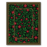 Vintage Red Floral Vine Area Rug Black Gold Frame