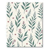 Teal Leaves Pink Flowers Cream Area Rug