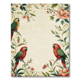 ODIKA Vintage Tropical Parrot Floral Washable Area Rug - Low Pile Non-Slip Pet Friendly