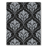Elegant Black Silver Damask Floral Area Rug