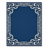 Navy Blue Ornate Floral Frame Area Rug