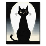Mystical Black Cat Moon Silhouette Rug