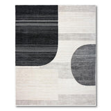 Black and White Abstract Black White Geometric Area Rug