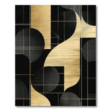 Gold and Silver Gold Black Geometric Abstract Area Rug