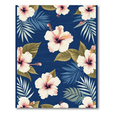 Navy Blue Hibiscus and Palm Leaf Area Rug