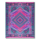 Vibrant Teal Pink Purple Geometric Area Rug