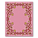 Pink Ornate Floral Vine Border Rug