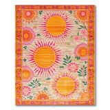 Orange Sunburst Floral Area Rug