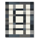 Modern Navy Grey Grid Area Rug
