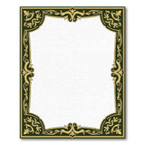 Green Ornate Emerald Green Gold Border Area Rug