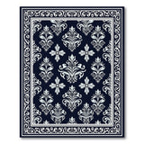 Navy Fleur-de-Lis Damask Area Rug