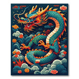 Majestic Teal Dragon Multi-Color Area Rug