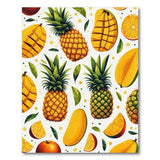 ODIKA Tropical Fruit Pineapple Mango Washable Area Rug, Low Pile Non-Slip Indoor Carpet