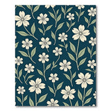 Teal White Blossom Floral Area Rug
