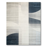 Abstract Geometric Blue Grey Area Rug