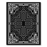 Intricate Black White Geometric Cross Rug
