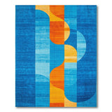 Vibrant Blue Teal Orange Geometric Area Rug