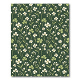Green Clover White Flower Pattern Area Rug