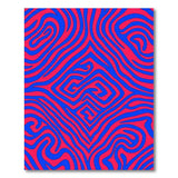 Vibrant Pink Blue Swirling Geometric Area Rug