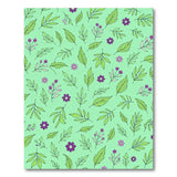 Mint Green Leaves Purple Flower Pattern Rug