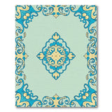 Blue and Teal Ornate Teal Medallion Area Rug