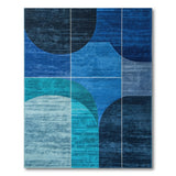 Blue and Teal Blue Teal Curved Geometric Area Rug