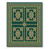 Green Ornate Emerald Green Persian Rug with Gold Filigree