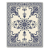 Blue and Teal Ornate Navy Blue Medallion Area Rug