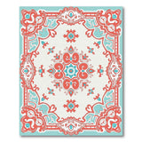 Coral Teal Ornate Persian Area Rug
