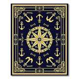 Nautical Gold Compass Rose Anchor Navy Rug