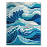 Dynamic Ocean Waves Blue Teal Woven Rug