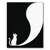 Curious Cat Silhouette Black White Area Rug