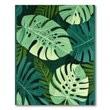 Coastal Beach Lush Monstera Leaf Green Area Rug
