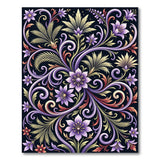 Ornate Purple Floral Vine Area Rug