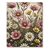 Vintage Pink Cosmos Daisy Wildflower Rug