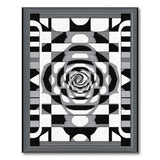 Black White Geometric Spiral Rose Area Rug