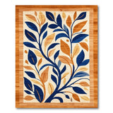 Blue and Orange Leaf Vine Area Rug
