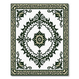 Beige and Neutral Ornate Black Ivory Floral Medallion Rug