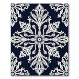 Blue and Teal Navy Damask Floral Area Rug