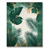 Green Monstera Palm Leaf Distressed Area Rug