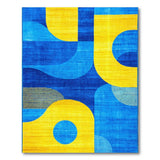 Multi-color and Patterns Bold Blue Yellow Geometric Abstract Area Rug