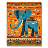 Turquoise Elephant Heritage Tribal Area Rug