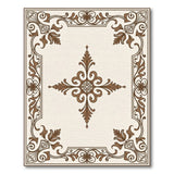 Ornate Cream Filigree Border Area Rug