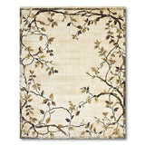 Beige Branch Leaf Distressed Vintage Area Rug