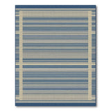 Blue and Teal Navy Blue and Beige Striped Coastal Area Rug