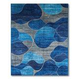 Blue and Teal Abstract Blue Teal Organic Shapes Area Rug
