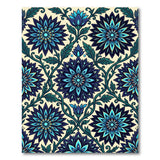 Vintage Teal Blue Floral Mandala Rug