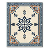 Navy Mandala Persian Area Rug with Orange Borders