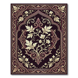 Ornate Purple Arched Leaf Border Area Rug